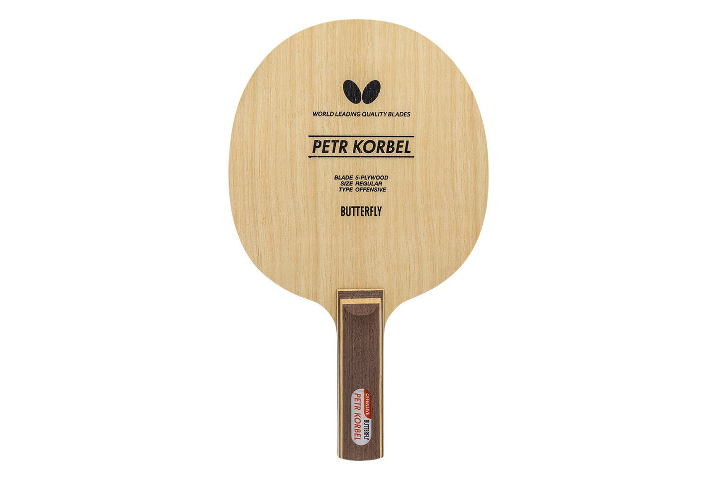 Butterfly Petr Korbel Tischtennisschläger mit geradem Griff, isoliert vor weißem Hintergrund