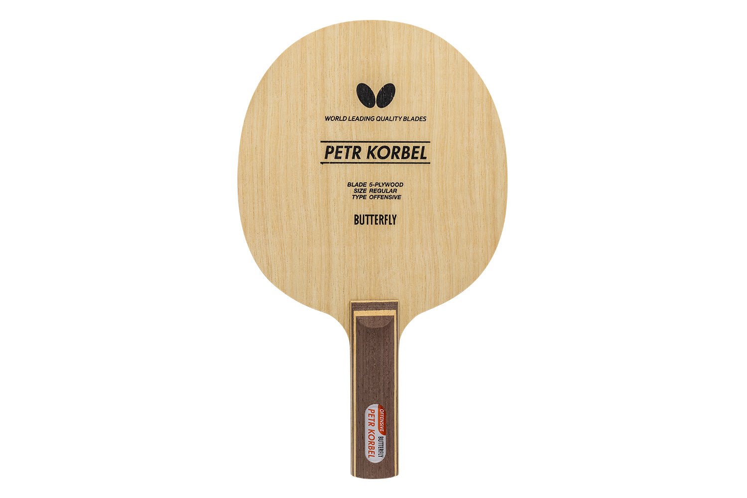 Butterfly Petr Korbel Tischtennisschläger mit geradem Griff, isoliert vor weißem Hintergrund