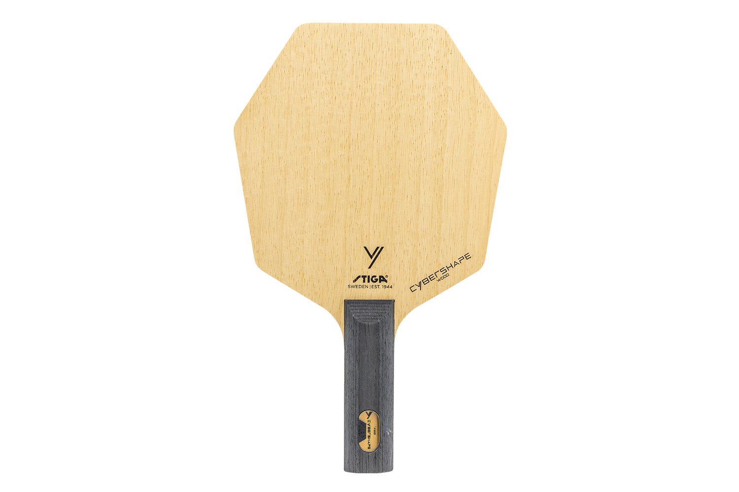 Stiga Cybershape Wood Tischtennisschläger mit geradem Griff, isoliert vor weißem Hintergrund