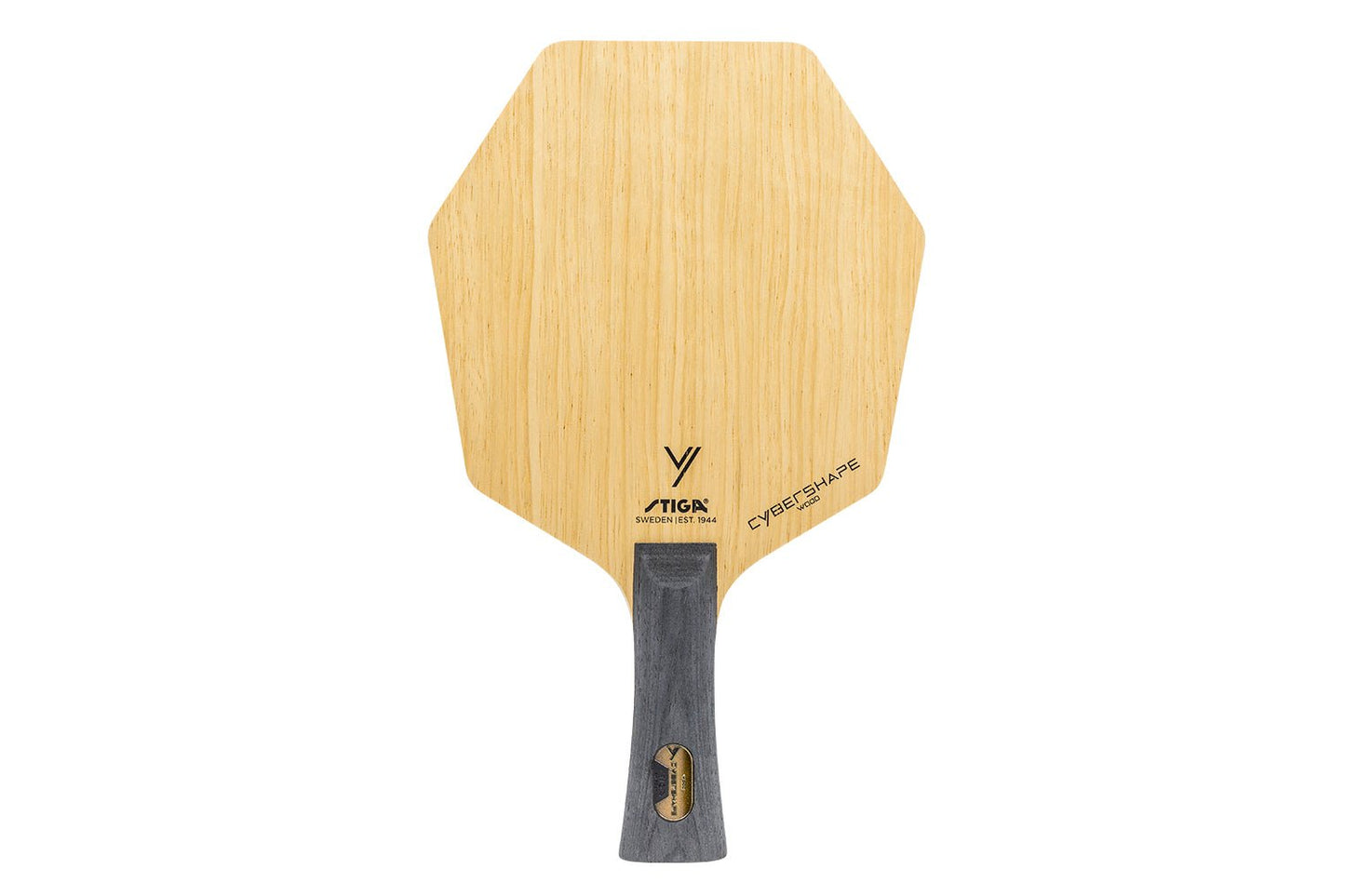 Stiga Cybershape Wood Tischtennisschläger mit konkavem Griff, vor weißem Hintergrund