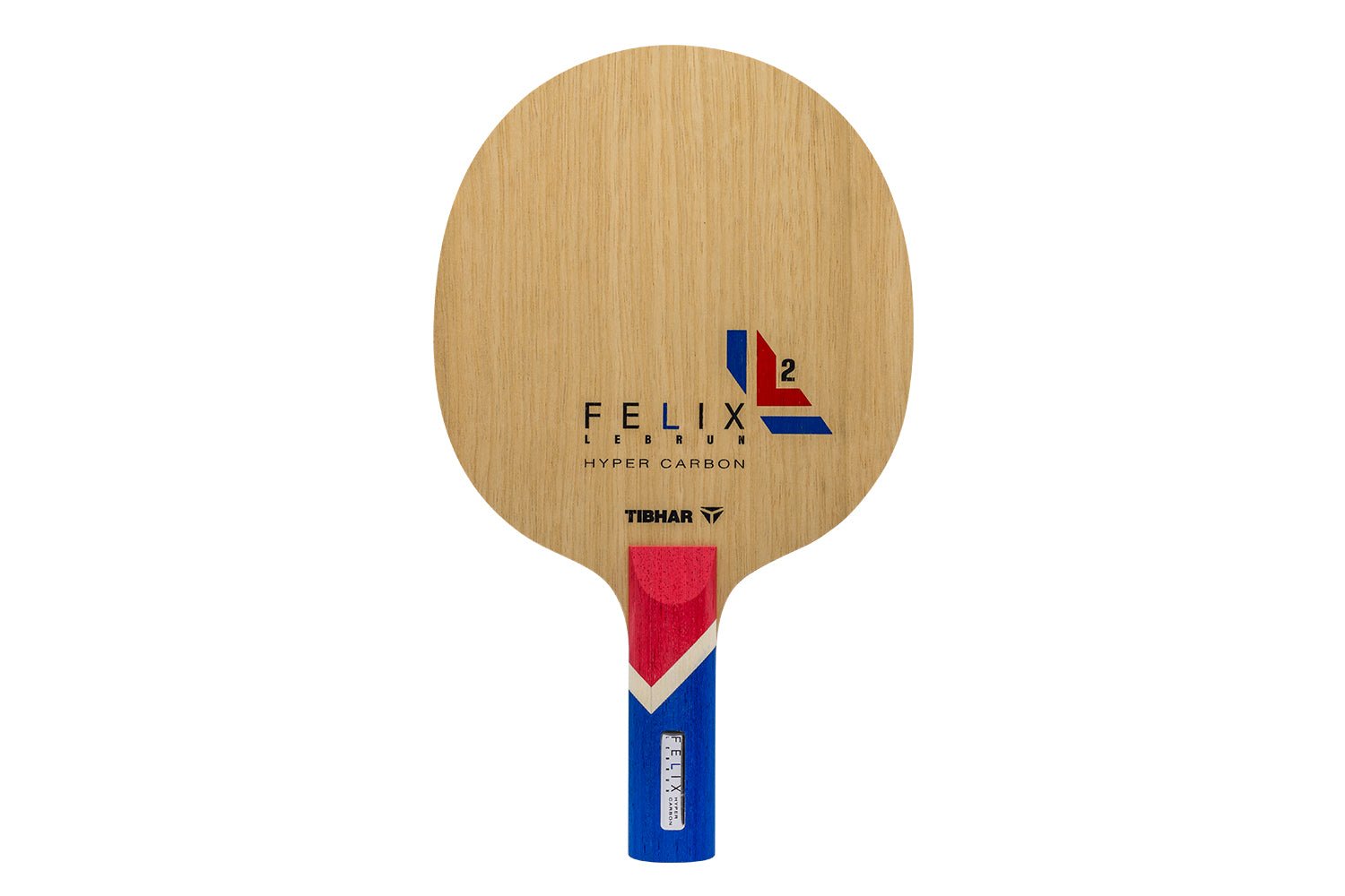 Tibhar Félix Lebrun Hyper Carbon Tischtennisschläger mit geradem Griff, isoliert vor weißem Hintergrund